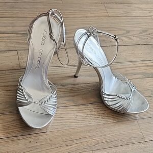 Jessica Bennett Silver Strappy High Heel Sandals Size 8